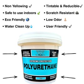 CrystaLac Extreme Protection Water Based Polyurethane (Matte, 8oz Mini): Self Leveling, Non Yellowing, Brush or Spray Application, UV Protection, Low Odor, Water Clean Up, Durable & Scratch Resistant.