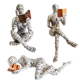 PIGPIGFLY Lesende Frau Skulptur,Regal Deko,Deko Figuren,Bücherwurm-Skulptur,Dekofiguren Wohnzimmer,Kantenhocker Figuren,Modern Abstract Kunst Skulpturen Deko, Bürodekorationen
