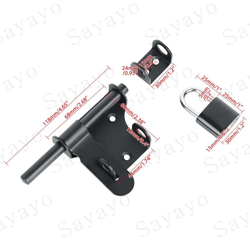 SAYAYO Gate Latch Bolt Lock with Padlock & 4 Keys