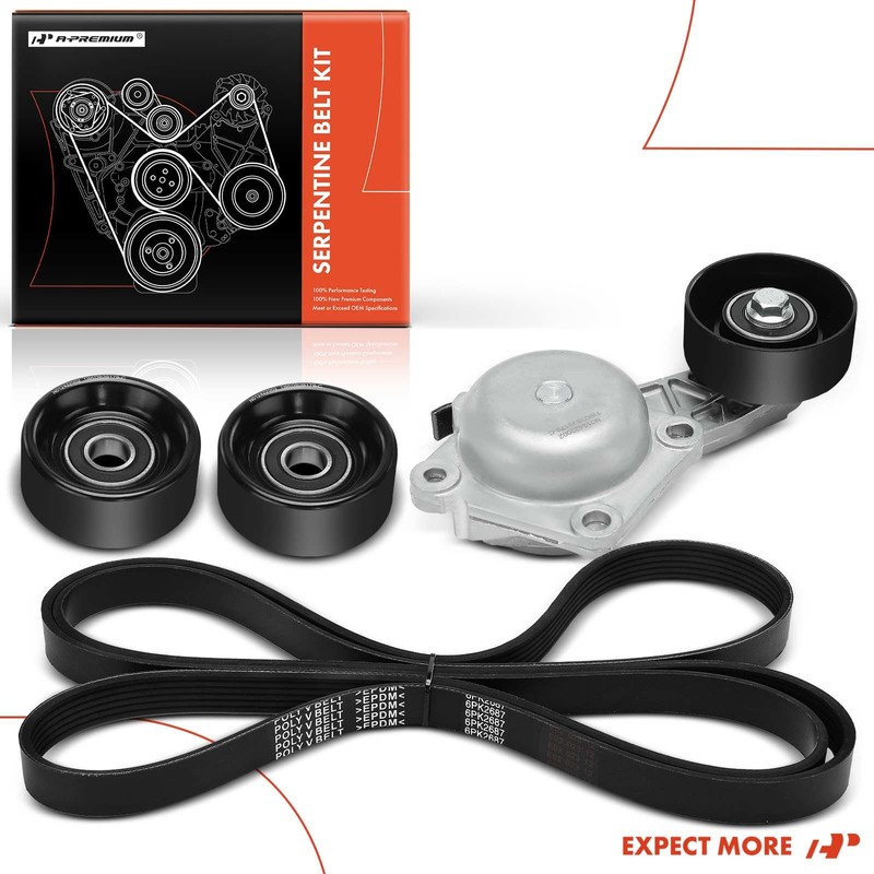 A-Premium Engine Serpentine Belt Drive Kit w/Tensioner & Idler Compatible