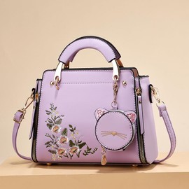 Xiaoyu Fashion Purses and Handbags for Women Ladies Crossbody Bags Top Handle Satchel Shoulder Bags Small Totes (Purple Flower)