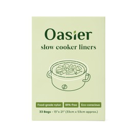 Oasier Slow Cooker Liners Large Size, BPA Free Multipurpose Cooking Bags, Disposable Nylon Pot Liners Fits 3-8 Quarts Oval & Round Slow Cookers, 13"x21" Size - 33 Count