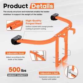 VONLX Ladder Stabilizer Accessory for Roof Gutter, roof Ladder stabilizer Easily attaches with U Bolt, Wing Span Wall Ladder Standoff, Stabilized Support, Sturdy and Durable, 500 lbs Weight Rating