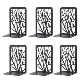 Book Ends 3 Pairs, MSDADA Desk Bookends Heavy Duty, Book Ends Holder for Shelves, Metal Bookends for Office&School, Book Shelf Holder Home Decorative, Bookend Supports, Book Stoppers(Black)