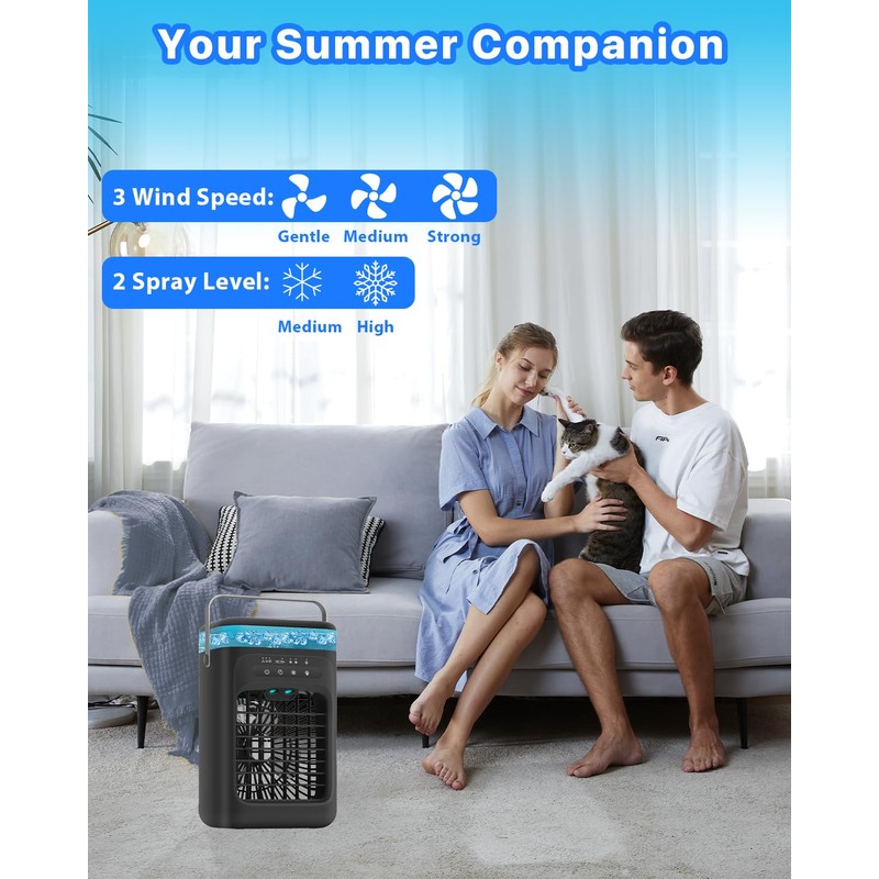 Portable Air Conditioner, 4-in-1 Evaporative Air Cooler, Personal Cooling Fan
