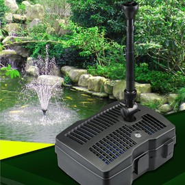 COODIA 660GPH Submersible Pump Pond Fountain with Inside Filter and RGB Colorful LED Light, Multiple Water Fountain Spray Nozzles Kit for Garden PondIndoor and Outdoor Landscape (Fountain+U-V bulb)