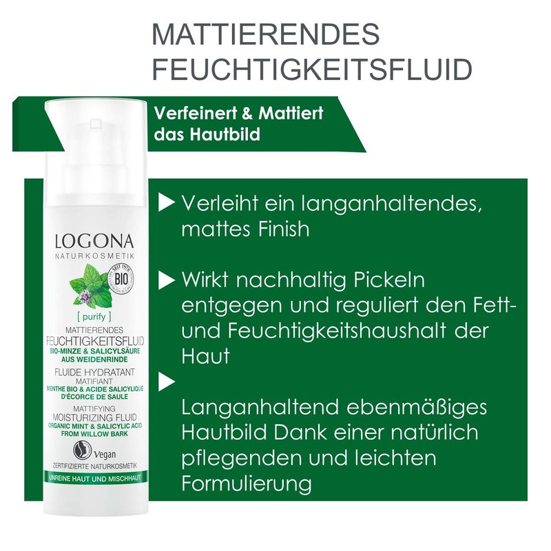 LOGONA Naturkosmetik Klärendes Tag & Nacht Feuchtigkeitsfluid, Verfeinert & beruhigt