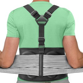 AllyFlex Sports® Back Brace For Lifting Work Y-shape Suspenders Safety Belt With Dual 3D Lumbar Support Relieve Pain, Prevent Injury - L