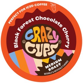 Crazy Cups Black Forest Chocolate Cherry Coffee Pods, Flavored Coffee Pods In Single Serve Cups Compatible With Keurig K Cups Machine, 22 Count