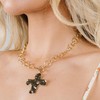 TONLUYAX 18k Gold Chunky Cross Necklace for Women Hammered Cross