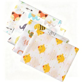 Manta Receptora para Bebé, Set de 4 Muselina de Algodón para Niño, 100% Algodón,110 x 110cm, Frazadas Protectoras de Temperatura, Mantas Hipoalergénicas, Artículos Esenciales Recién Nacidos(A)