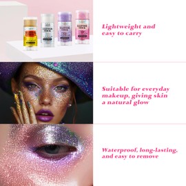 Luxfume Gold Body Glitter Stick - Face & Hair Glitter Stick for Shimmer & Shine, Long-Lasting Sparkle,Glitter Gel for Hair, Glitter Makeup for Women and Men