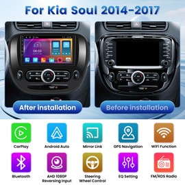 Fuluku Wireless Carplay Android 13 Car Stereo for Kia Soul 2014-2017 with Android Auto, 9 inch Touch Screen Radio Dash Kit GPS Navigation WiFi Bluetooth SWC Mirror Link, Mic Backup Camera
