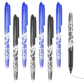 Erasable Pens, 8 Pcs Rub Out Pens, Erasable Pens Black 0.7mm with Rubber End for Kids Adults, Friction Eraser Pen Gel Ink Pen for Writing, Paperwork Stationary, School Supplies (Blue, Black)