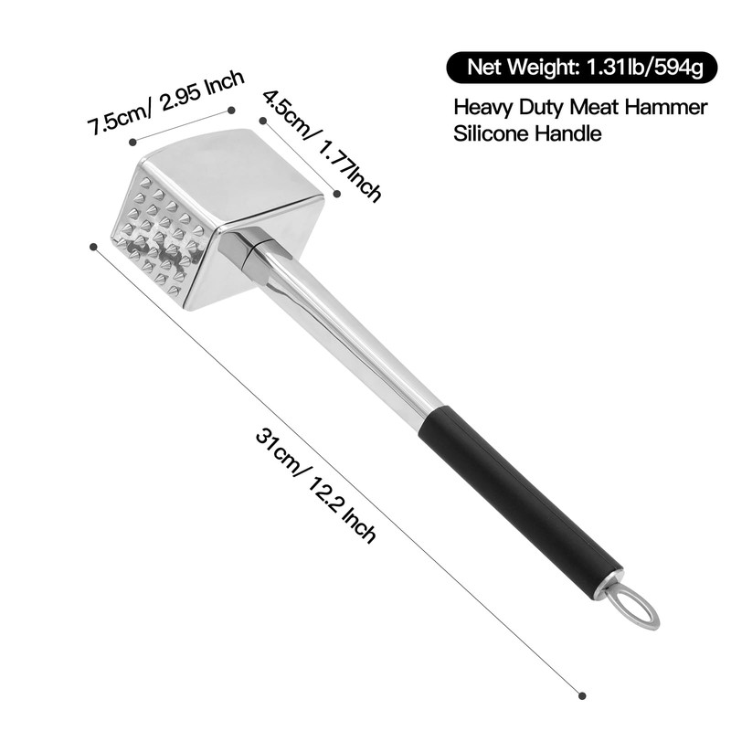 Meat Tenderizer, 304 Stainless Steel Meat Hammer, Heavy Duty Kitchen