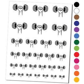Hand Lifting Dumbbell Weightlifting Weights Gym Workout Temporary Tattoo Water Resistant Fake Body Art Set Collection - Purple (One Sheet)