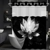 DLTAY Black and Grey Hookless Shower Curtain with Snap in