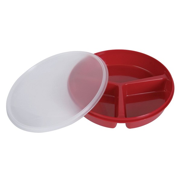 Partitioned Scoop Dish with Lid - Red