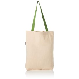 Le Jardin du Lin Bedruckte Einkaufstasche mit Grünen Langen Henkeln, Wiederverwendbare, Tasche, Faltbar, ​Stofftasche, Größe: 34 x 40 Cm