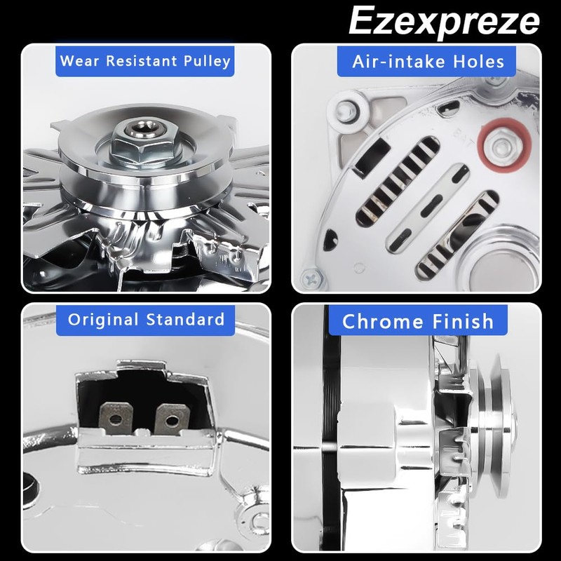 New Chrome 1 Wire Self Exciting Alternator High Output 120Amp