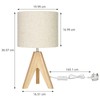 EDISHINE 36cm Wood Bedside Table Lamp, Tripod Desk Lamp with