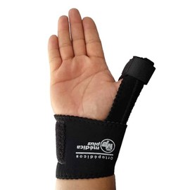 FERULA PARA DEDO PULGAR INMOVILIZADOR QUERVAIN VARILLA DE ALUMINIO NEOPRENO AJUSTABLE GANCHO Y BUCLE (PULGAR DERECHO NEGRO)
