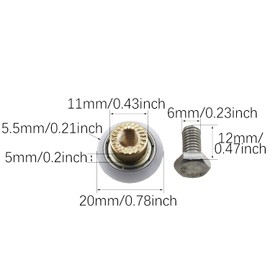 RLECS 8PCS Shower Door Roller Pulley Replacement Shower Single Convex Brass Bearing White Ball Pulley Diameter 20MM/0.78Inch Suitable for Bathroom and Shower Door and Glass Door