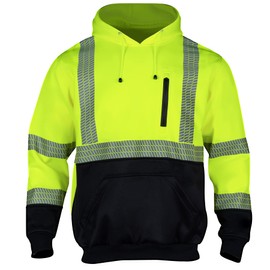 FONIRRA Hi Vis Hoodie for Men Reflective ANSI Class 3 Safety Sweatshirts High Visibility Construction Work Winter Pullover Yellow