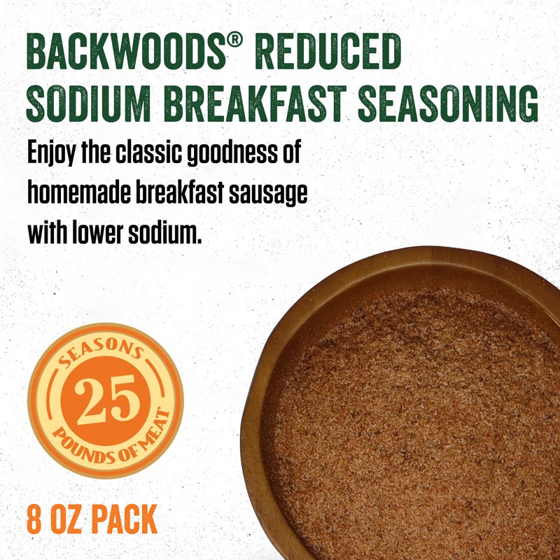 LEM Products Backwoods Reduced Sodium Breakfast Fresh Sausage Seasoning, Ideal