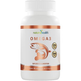 Natural Health Omega 3  Suplemento Alimenticio con EPA (300 mg) y DHA (200 mg) por Cápsula  Ácidos Grasos Omega 3 de Alta Pureza  Frasco con 90...    