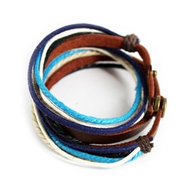 FRD.2Y Genuine Leather Bracelet for Women & Men,Unisex Multilayer Leather Adjustable Bracelet Cuff Wrap Multicolor Rope Wristband