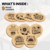 ANATTASOUL Round Wooden Coasters, Pack of 9, Sunflower Wooden Coasters,