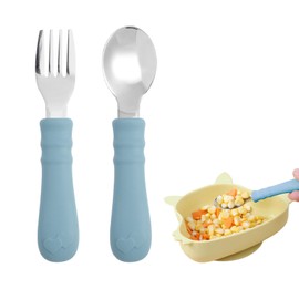 Doyeemei Spoon Fork Set Baby Spoon Set (Set of 2) Baby Food Spoons, Baby Food Tableware, Eat by Yourself, For Babies, Kids, Toddlers, Easy to Grip, Dishes, Training, Baby Showers, Anti-Slip, Birthday