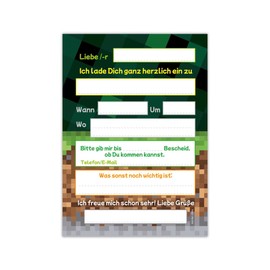 12 Invitation Cards for Children's Birthday Girls Boys Game Design Gamer Party Invitations Birthday Children