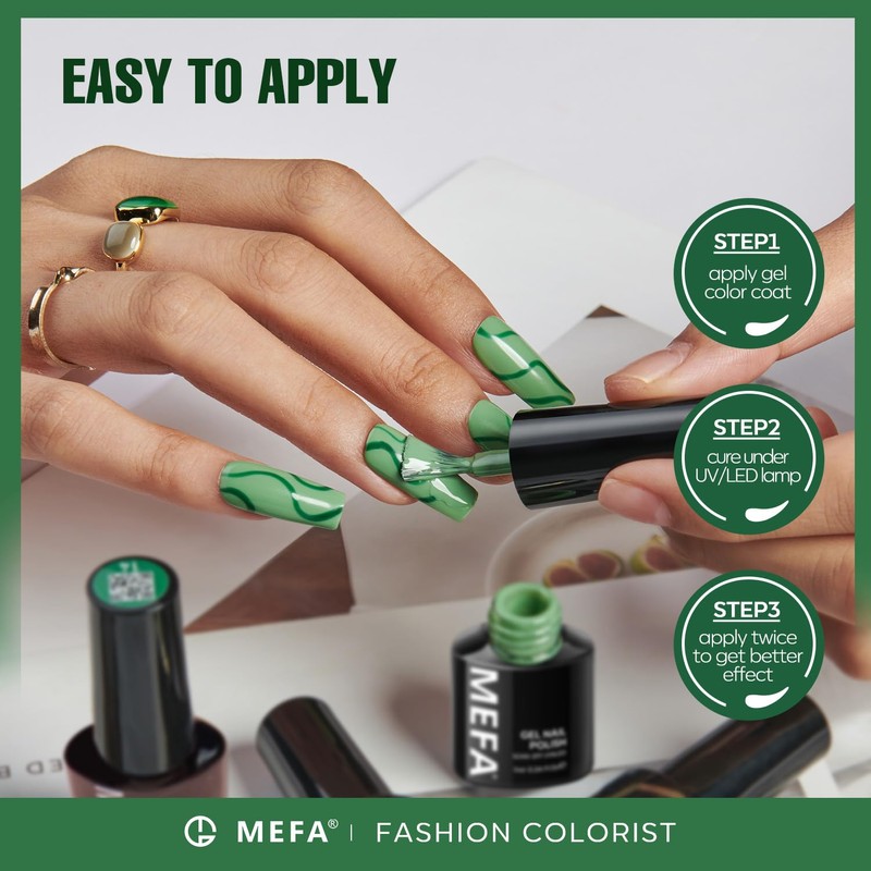 MEFA UV Nagellack, 6 Farben Grün Glitzer Farben 7 ML