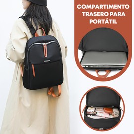 NIERBO Mochila para Laptop, Bolsos de Mujeres de Nylon, Mochilas con compartimento separado para Portátil (negro)