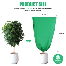 Headley Tools Plant Covers Freeze Protection, 3 Packs 47.2" X 70.8" Large Plant Frost Blanket, Tree Wrap Freeze Cloth Plant Protection Covers Bags Fabric for Winter Frost Cold with Zipper Drawstring