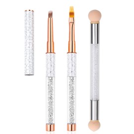 WOKOTO 3pcs Ombre Nail Brushes For Nail Art Brushes Pens Ombre Nail Design Brushes Gradient Lines Designs Nail Painting Brushes Acrylic Brushes For Nails Gel Nail Ombre Brushes Nail Sponge Set