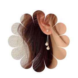 Yheakne Vintage Pearl Earrings, Gold Pearl Earrings, Long Pearl Earrings, Boho Pearl Stud Earrings, Jewellery for Women and Girls, Alloy Steel