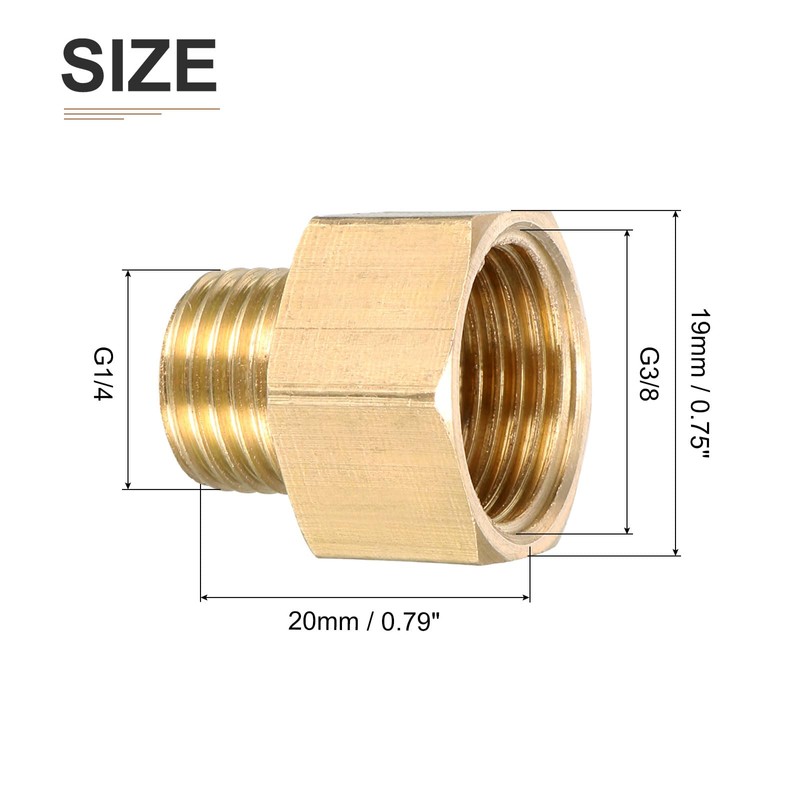 DTGN G1/4 Male x G3/8 Female Brass Threaded Pipe Fitting