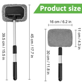 Beieverluck 3 Pieces Windshield Cleaner Tool Inside Car Window Cleaning Tool with Extendable Handle, Microfiber Car Windshield Cleaner with 9 Reusable Microfiber Pads and 3 Spray Bottles for Car Use