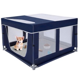 42 × 42 inch Dog Playpen with Pee Pad, Soft Puppy Playpen, 25 Height Pet Playpen for Small Dogs and Small Animals, Dog Fence Indoor, Play Yard with Zipper Door