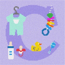 Pepita Needlepoint Canvas: Letter C Baby, 8" x 8"