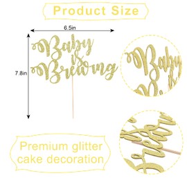 Baby is Brewing - Decoración para tartas con purpurina dorada para decoración de fiestas, accesorios para cabina de fotos, baby shower, bandera de pastel de bebé está preparando
