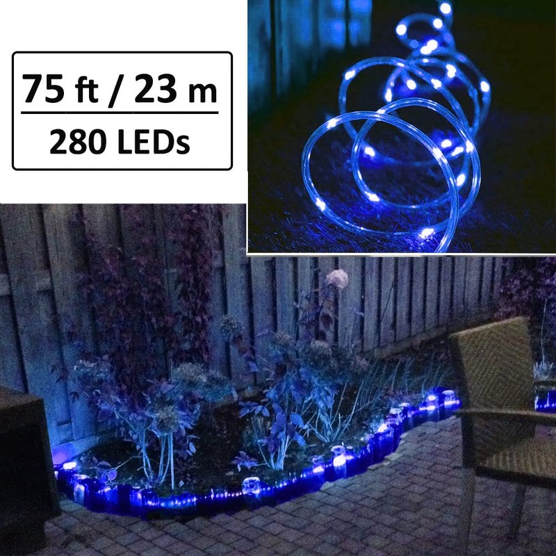 Solhice 75ft LED Rope Lights Outside Blue, 280 LEDs Waterproof