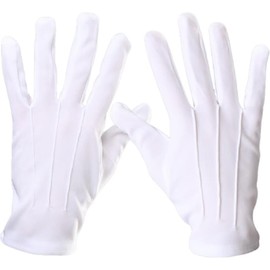 Parade Honor Guard Finger White Mittens Hands Protector Formal Gloves (White, L)