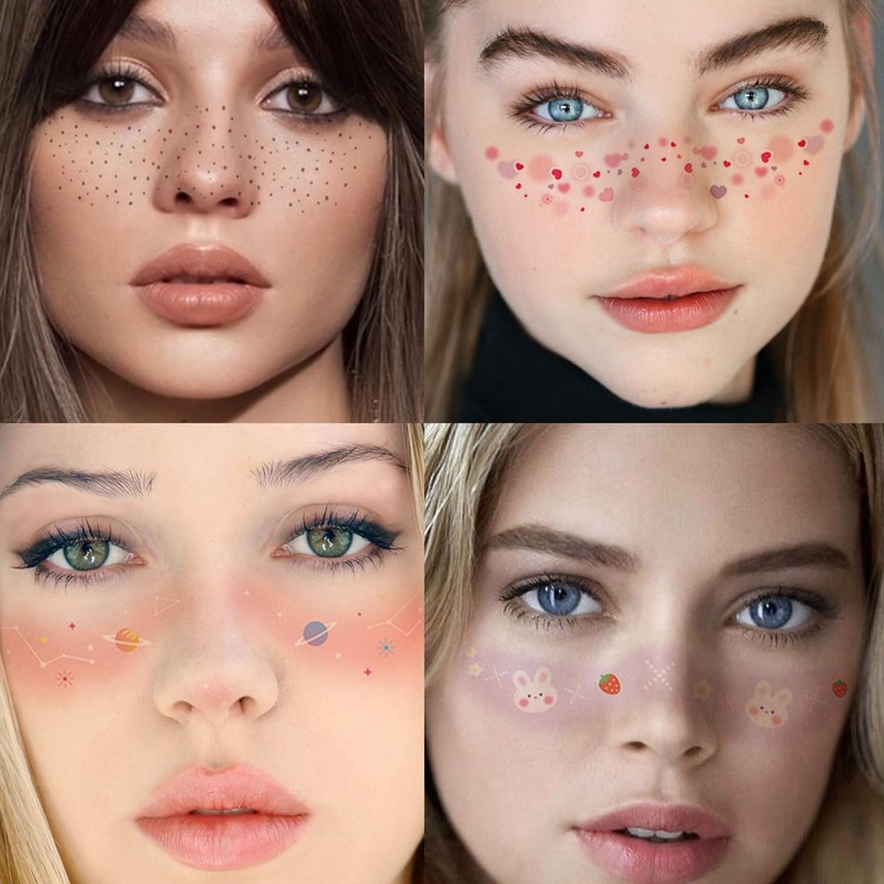 14 Sheets Face Temporary Tattoos Stickers for WomenGlitter Butterfly Heart