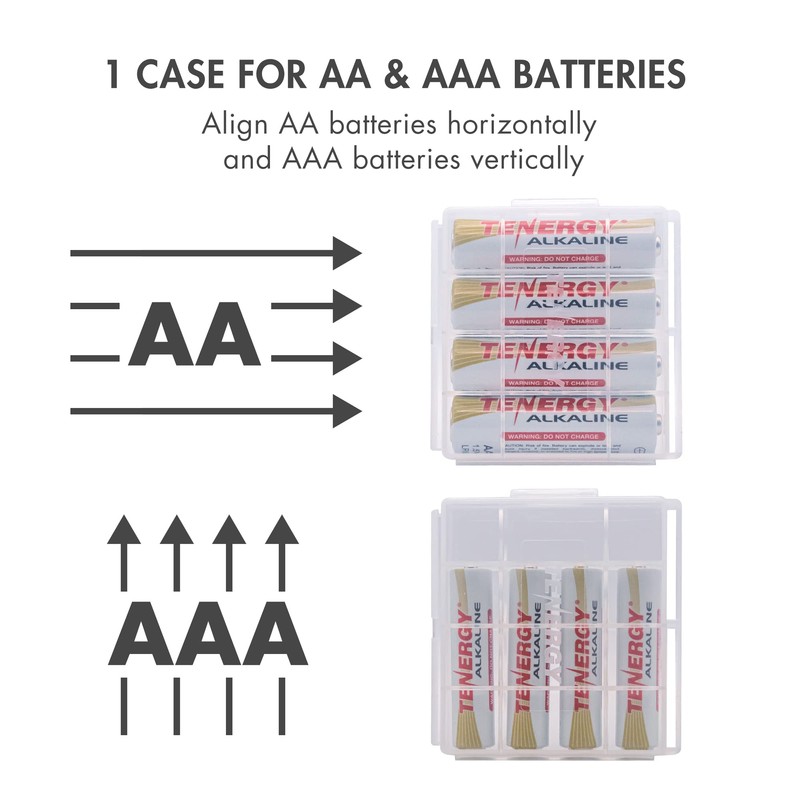 Tenergy 10 Pack Plastic Storage Case for AA/AAA Batteries (Batteries