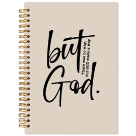 BESERH Inspirational Christian Bible Journals for Women Men, but God Christian Cream Notebook, Prayer Journal for Women Men, Bible Notebooks for Note Taking, Spiral Notebook 5.5x8.3 with 164 Pages