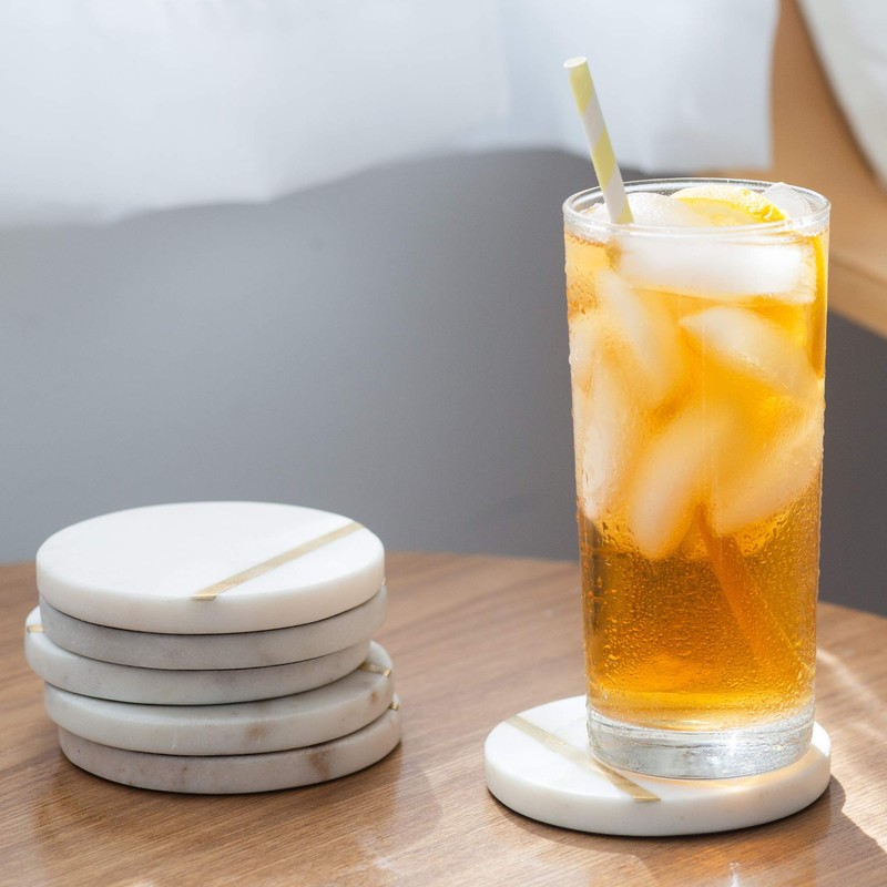 Cork & Mill Marble Coasters Set of 6 - Luxury
